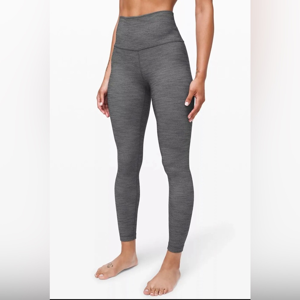 Lululemon Align High Rise Pant 25”, Size 6, Heathered Herringbone/Black